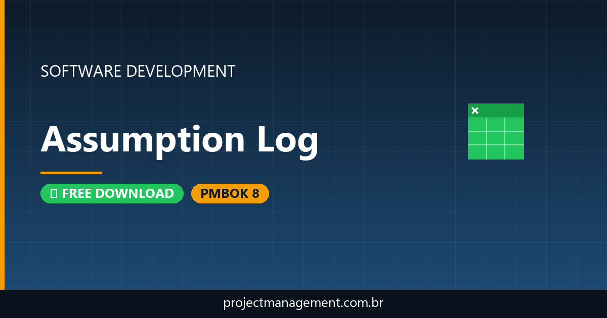 Assumption Log Software Development Project — PMBOK 8 Example