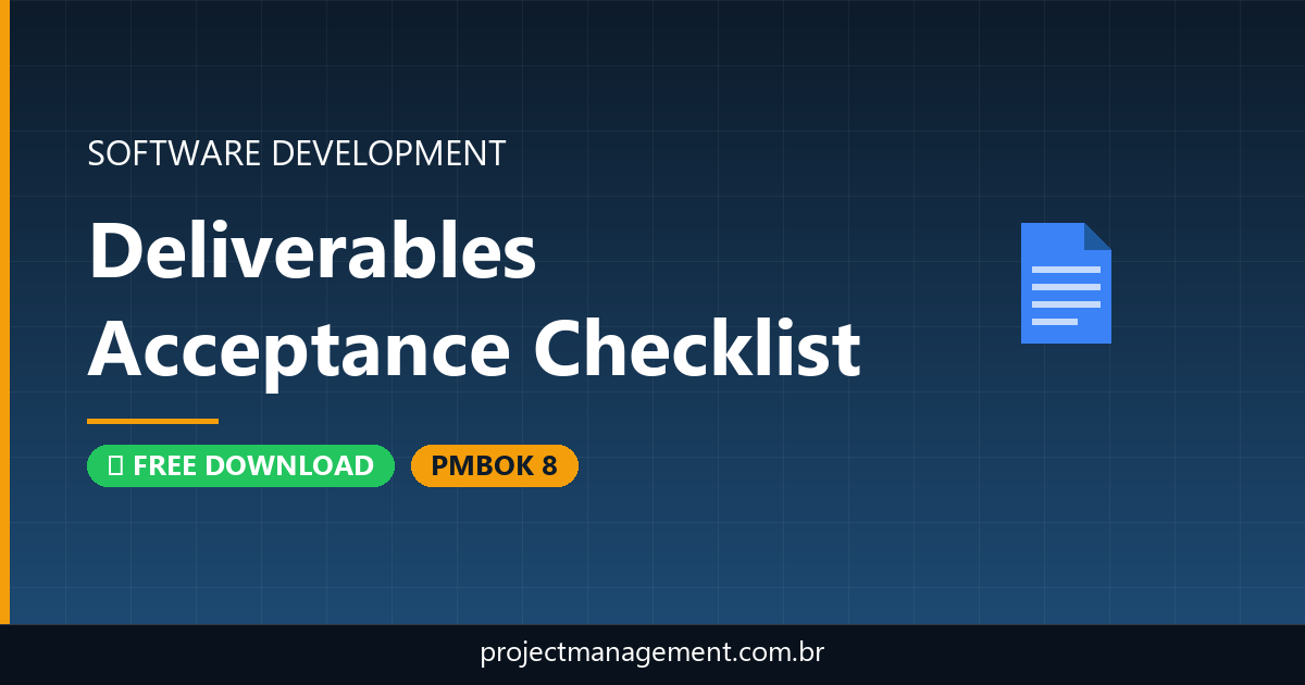 Deliverables Acceptance Checklist Software Development Project — PMBOK 8 Example