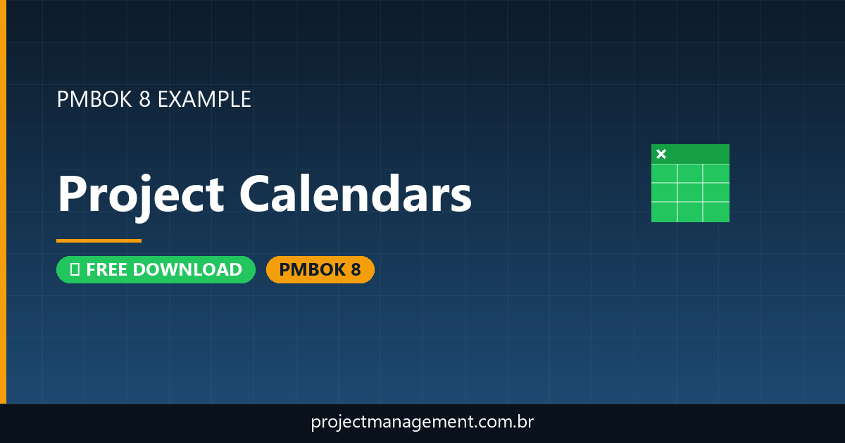 Project Calendars Example — Website Launch Project — PMBOK 8 Example