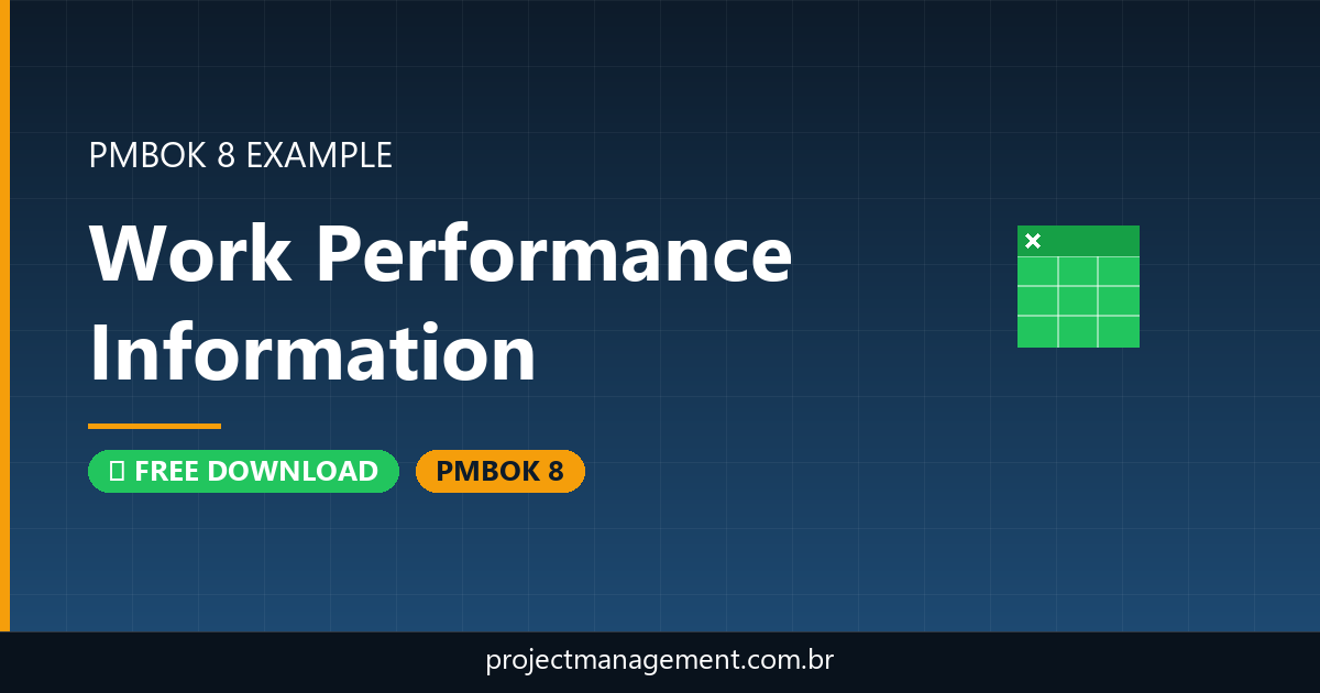 Work Performance Information Example — Website Launch Project — PMBOK 8 Example
